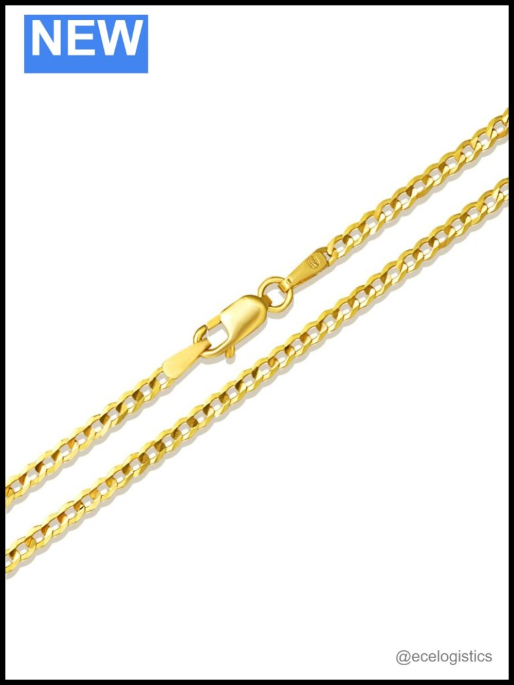14K Yellow Gold Cuban Chain Necklace - 1.67mm, 20in